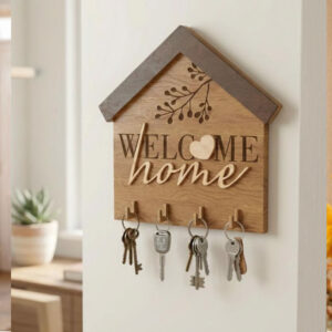 Welcome Home Wooden Key Holder